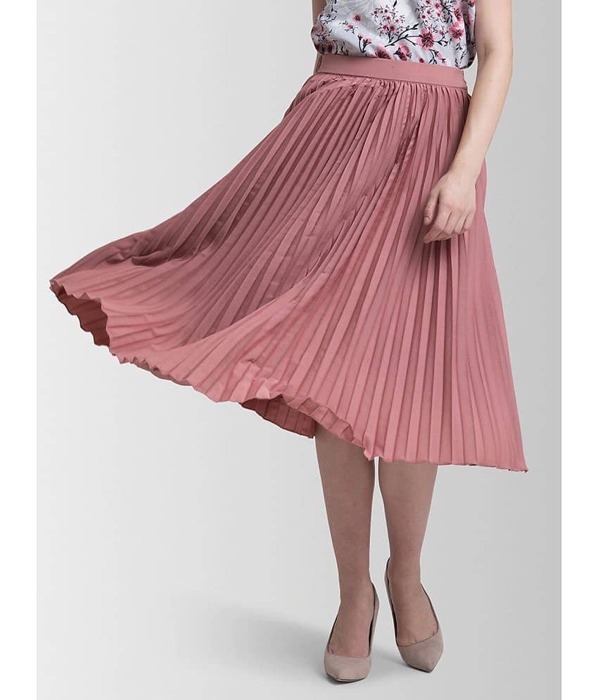 KZULLY - Pink Crepe Women's Flared Skirt ( Pack of 1 )