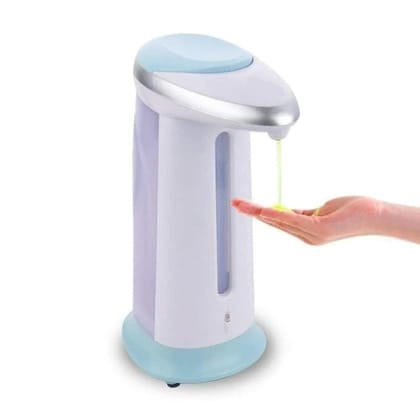 Automatic Soap Dispenser, 350ml Capacity, Touch Less Battery Operated Infrared Sensor, White and Blue