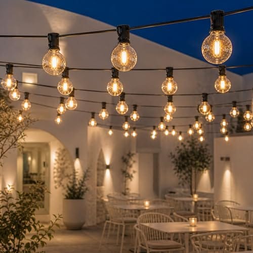 Light 25 Feet G40 Globe Ball with 25 Edison Bulbs Outdoor String Light Waterproof Patio Balcony Lighting Backyard