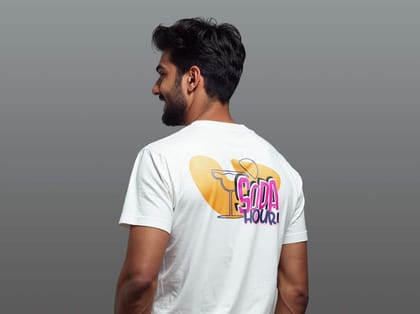 Taarak Mehta Ka Ooltah Chashmah| White Back Printed Regular Fit T-Shirts For Men (SODA HOUR)