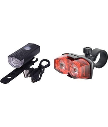 Dark Horse Bicycle LED 3 Modes 300 LM Front & 1 Watt 3 Mode Twin Eye Battery Light Combo