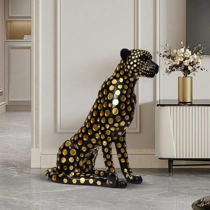 Luxury Floor Leopard Sculptures-Gold Black / H: 25 | L: 21 | W: 11