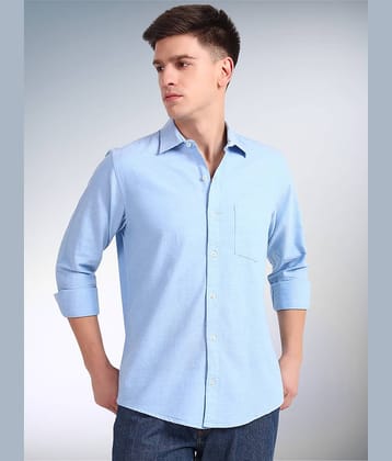 ENSPYR 100% Cotton Regular Fit Solids Full Sleeves Men's Casual Shirt - Blue ( Pack of 1 )