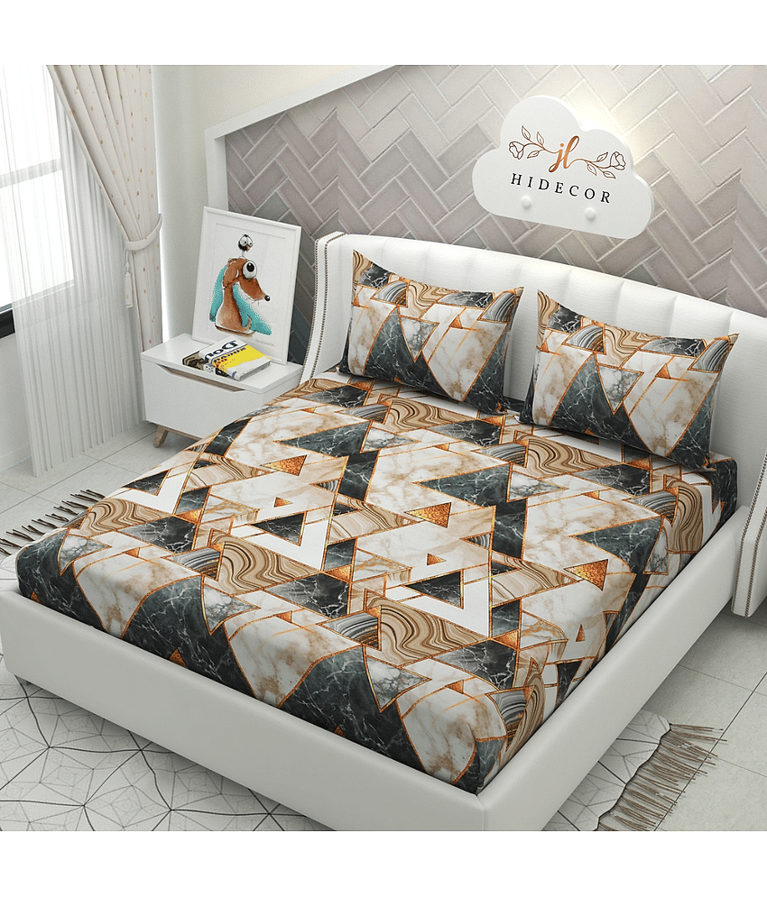 HIDECOR Microfiber 1 Double King Bedsheet with 2 Pillow Covers ( Multicolor )