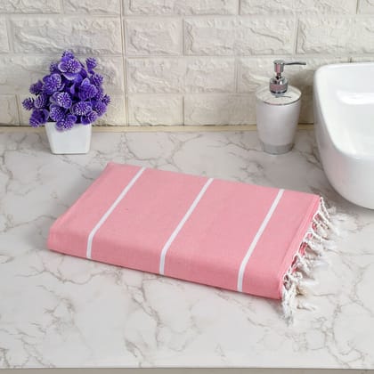 Furnofy Cotton 250 GSM Fouta Bath Towel Pink (Pack Of 1)