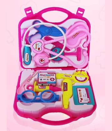 Fratelli Pretend Play Doctor with Foldable Suitcase, Compact Medical Accessories Pretend Play | Game Toy Kit for 3 + Year Kids, Boys and Girls (Suitcase Doctor Set Pink - Economy)