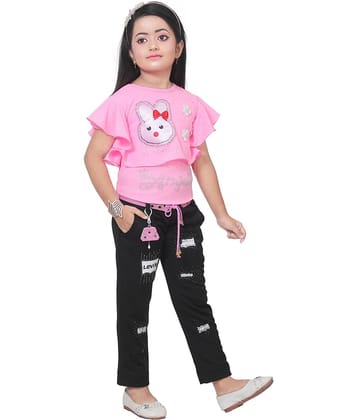 DS DRESSES Pack of 1 Girls Cotton Blend T-shirt & Pants ( Pink )