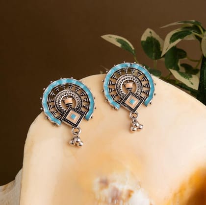 Antique Silver Plated Dual Colored Enamel Artwork Fashion Ea
