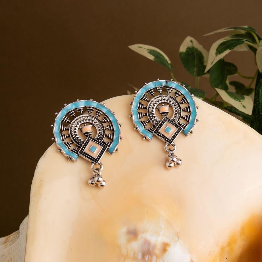 Antique Silver Plated Dual Colored Enamel Artwork Fashion Ea