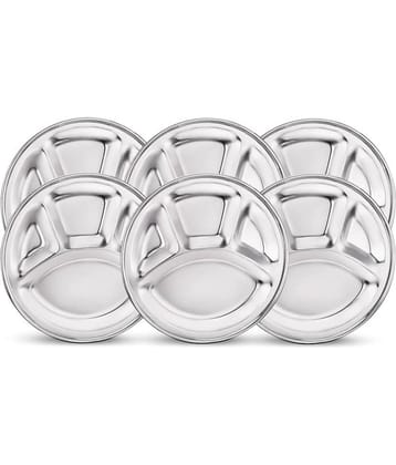 Classic Essentials 6 Pcs Stainless Steel Silver Partition Plate