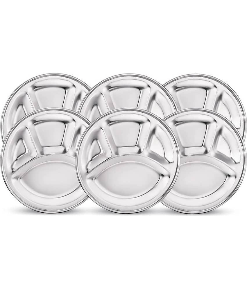 Classic Essentials 6 Pcs Stainless Steel Silver Partition Plate