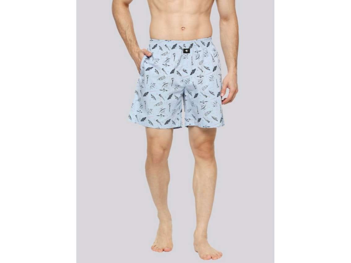 FRENCHIE BOKS Men Printed Cotton Boxer Shorts in Assorted Colors - L
