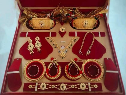 Rajputi Royalty Unveiled: Gold-Plated Full Bridal Jewelry Set in Opulent Design