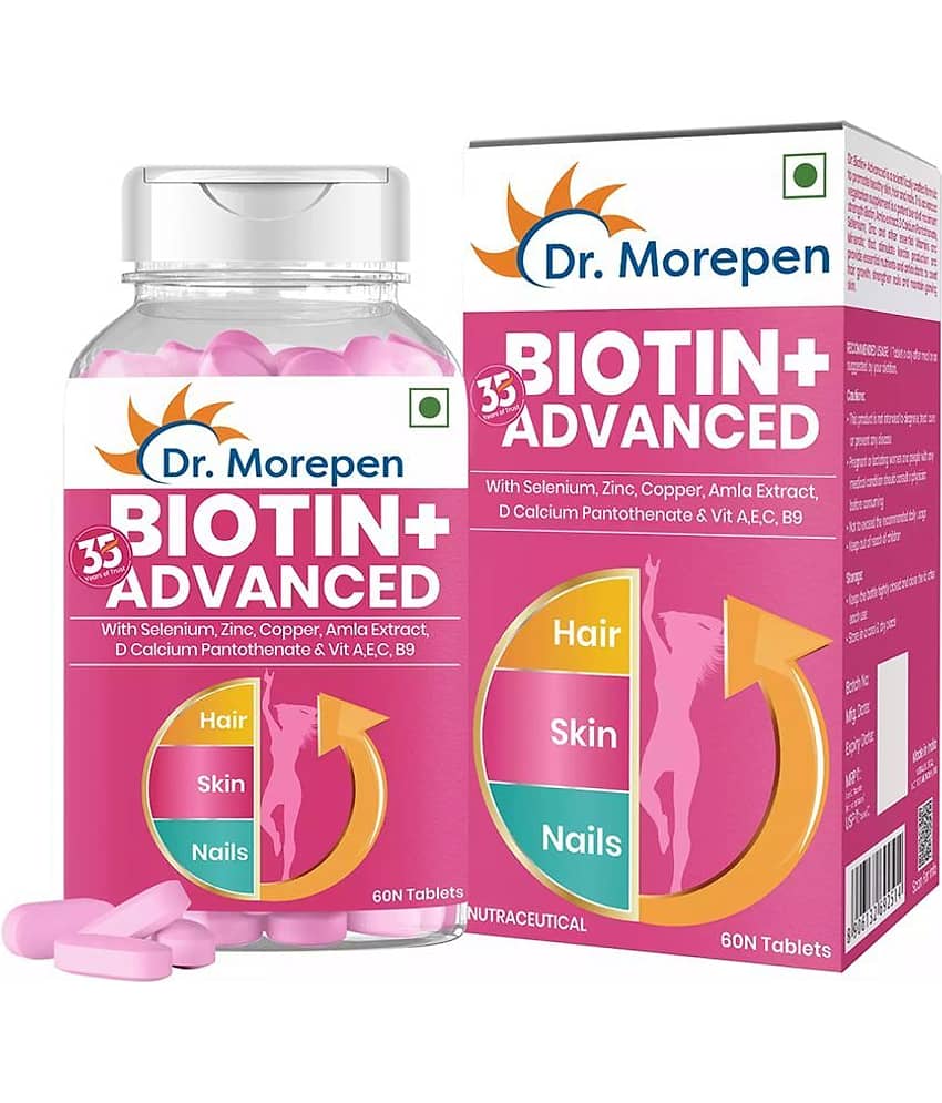 Dr. Morepen Biotin+ Advanced for Hair Growth, Skin & Nails Health (60 Tablets)