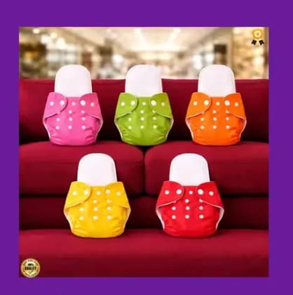 Soft Washable Baby Cloth Diaper with Snap Buttons Pack of 5