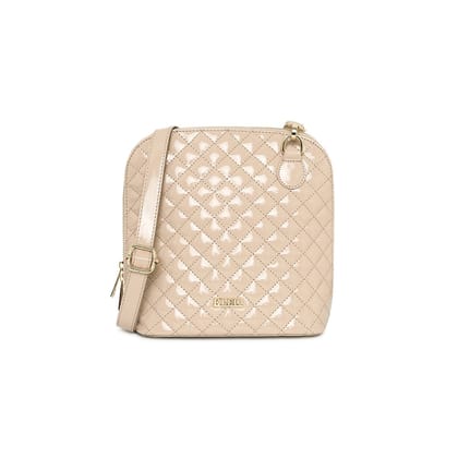 Quilted Patent Vegan Sling (M)-Cream