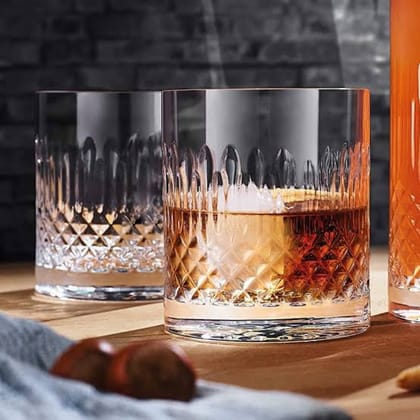 DIAMANTE CRYSTAL WHISKEY GLASS -MADE IN ITALY-Set of 2