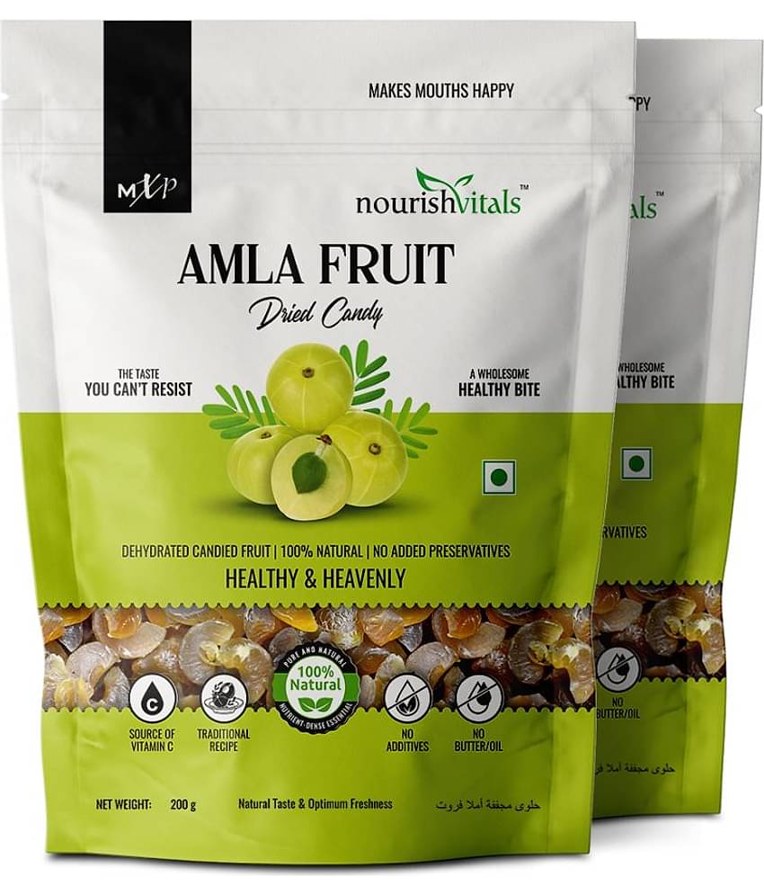 NourishVitals Amla Fruit Dried Candy, 200g x Pack of 2 - 100% Natural, No Added Preservatives, Source of Vitamin C, Traditional Recipe