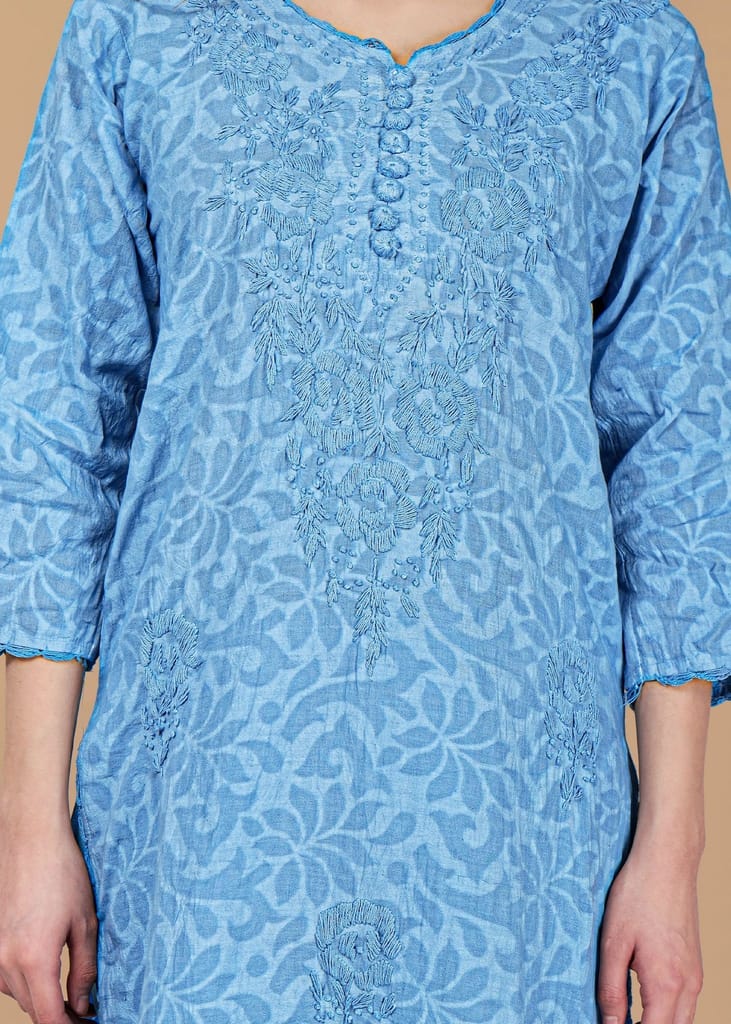 Braso Cotton Hand Embroidered Chikankari Kurta With Trouser