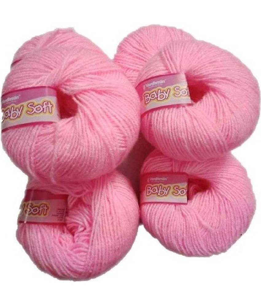 Yarn Baby Soft Wool for Hand Knitting Fingering Crochet Hook (Baby Pink) -Pack of 6
