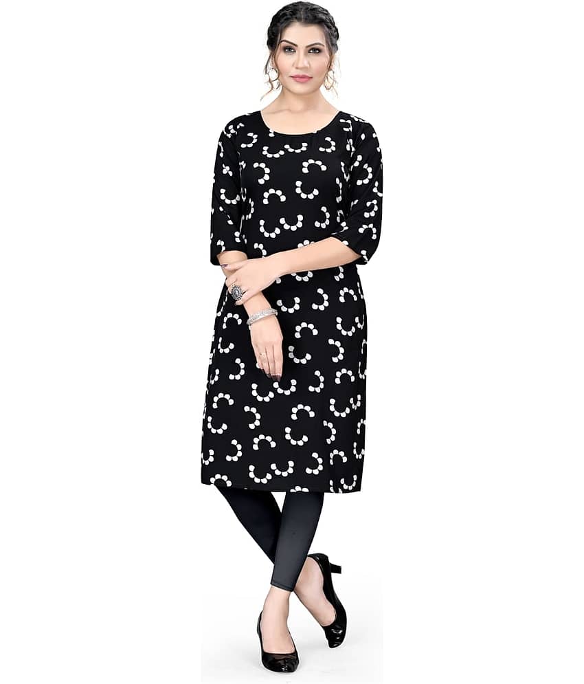 AK FASHION MALL Pack of 1 Crepe Printed Straight Women's Kurti - ( Multicolor )