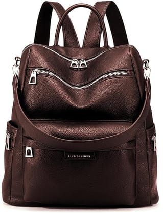 Craftwood Multipurpose Backpack/Handbag For Women with Crossbody Handle - Office/College Daily Use Craftwood Multipurpose Backpack/Handbag For Women with Crossbody Handle - Office/College Daily Use - Coffee / M