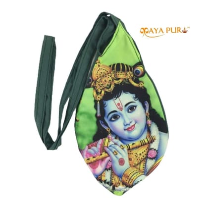 MAYAPURI Krishna Printed Japa Bag/Chanting Bag/Gomukhi Bead Bag with Zip Pocket (Pack of 1)