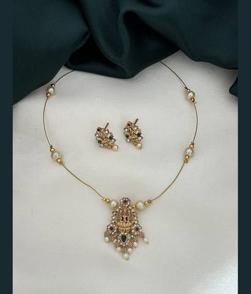 ROFARWORD Gold Brass Necklace Set ( Pack of 1 )