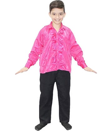 Kaku Fancy Dresses Magenta Frill Shirt Western Costume -Magenta, 3-4 Years, For Boys