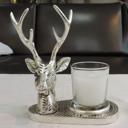 Decorative Aluminium Deer Wax Glass Holder for Living Room, Height : 6 Inch (ASMAS498 S)