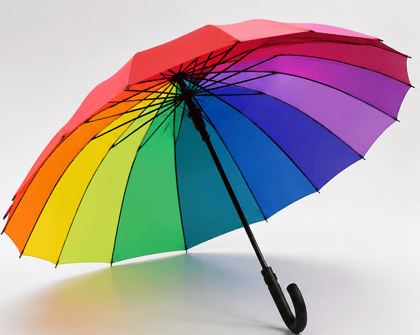 Rainbow Bliss Umbrella features a beautiful multi-color rainbow canopy that combines style, durability, and weather protection. Perfect for adding color to rainy days, outdoor events, travel, and everyday use.