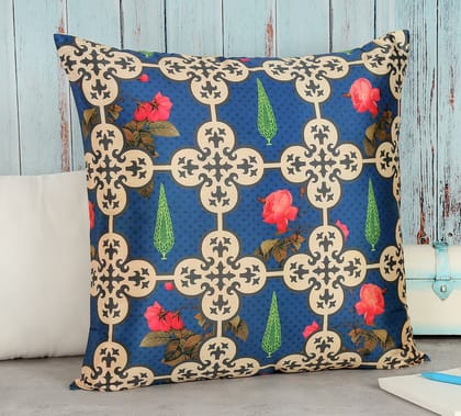 India Circus Aqua Clover'S Knotty Play - Blended Taf Silk Cushion Cover - 12 X 12 Inch