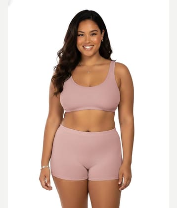 Elina Pack of 1 Cotton Lycra Bra & Panty Set For Women ( Peach )