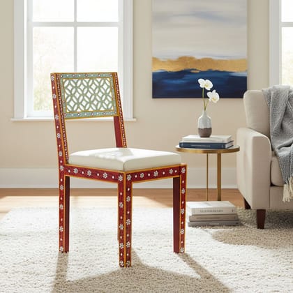 Wooden Painted Side Coffee Table With Chair (46x18x30 inch)