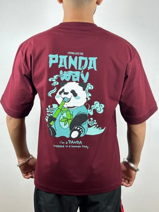 Colorful PANDA Oversized T-Shirts: Wine: Sophisticated Wine Essence-S / Cotton / Wine