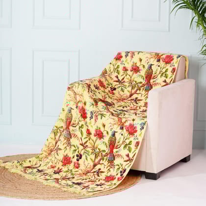 Birds of Paradise TNT Slub Sofa throw- Yellow