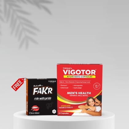 Vigotor Men’s Wellness Ayurvedic Capsules for Vigour and Vitality with Ashwagandha-20 Capsules / Free 3N Chocolate Condoms