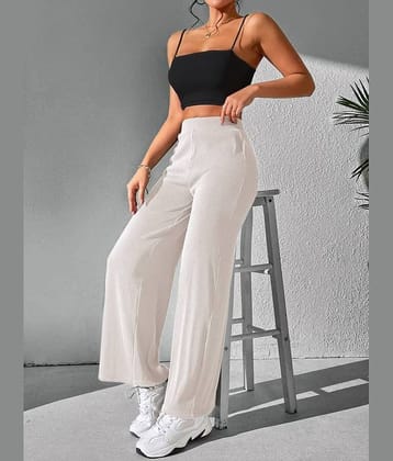 Qyaas Women Knitted Formal Pants ( White )