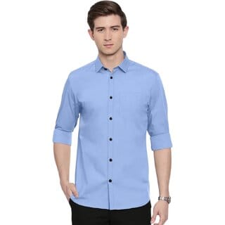Men's Formal Light Blue Dress Shirt - Stylish Button-Down with Long Sleeves