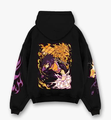 Sasuke Designed Oversized Hoodie-S / Black
