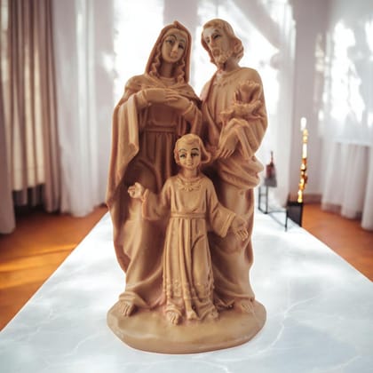 AMS Jesus Statue Handcrafted Holy Family Jesus Idol with Mary and Joseph Exquisite Sculpture for Christian Home, Prayer, Office and Gifting 14.5 Cm
