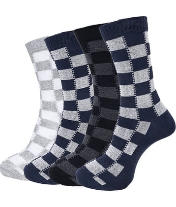 Dollar Cotton Blend Men's Checks Black Ankle Length Socks ( Pack of 4 )