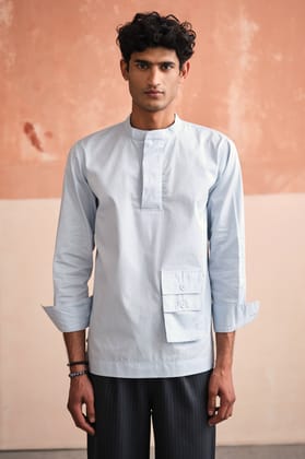 YOKO TAILORED SHIRT- SKY-XS