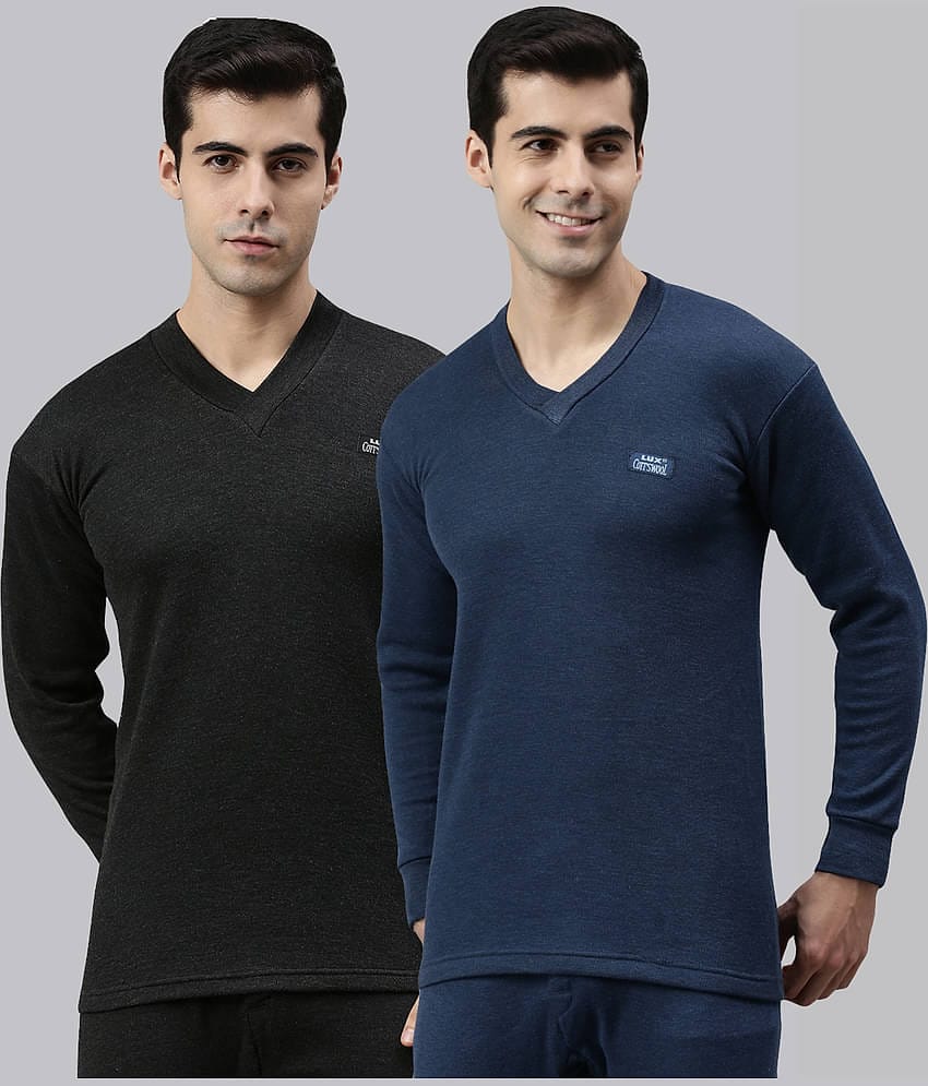 Lux Cottswool Pack of 2 Cotton Blend Thermal Tops For Men's ( Multicolor )