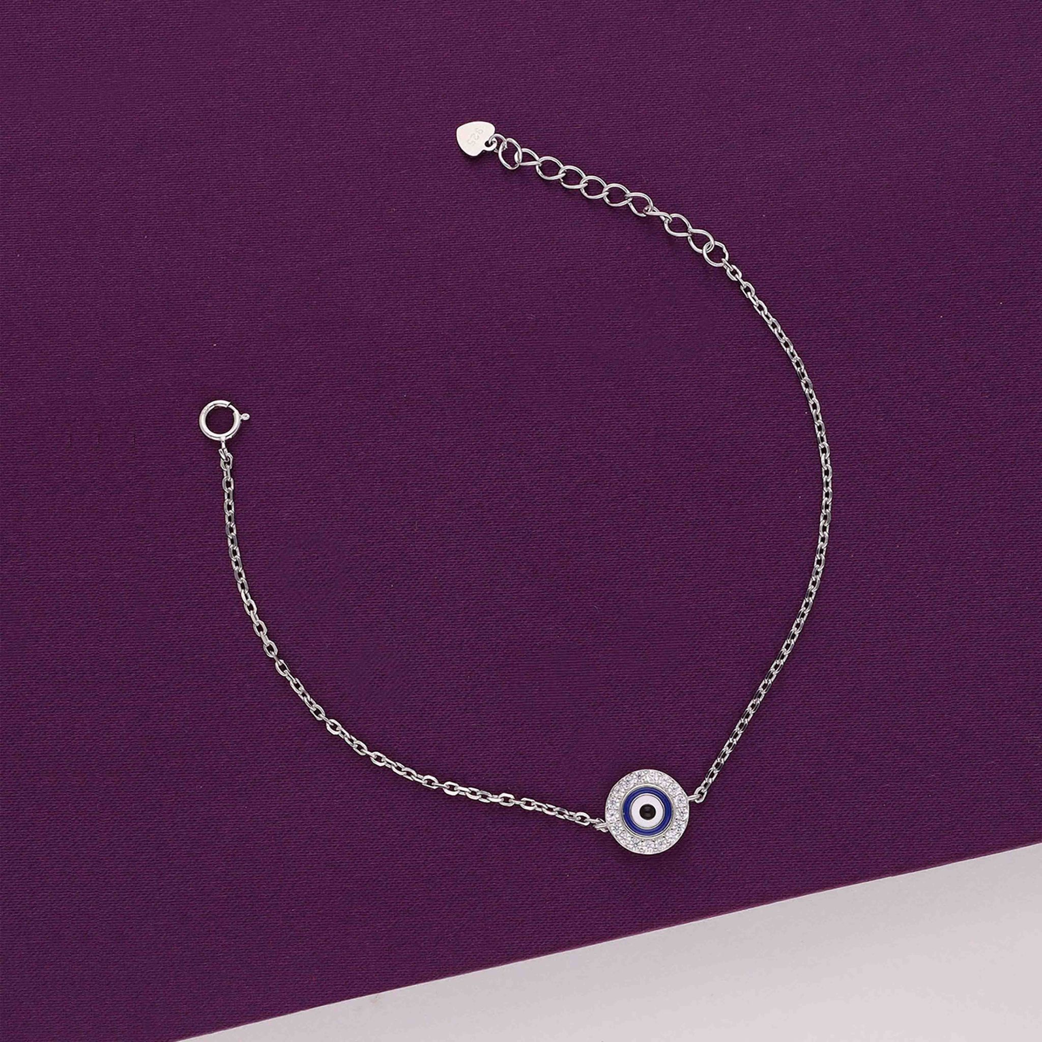 Classic Evil Eye Bracelet-White Stone / Silver
