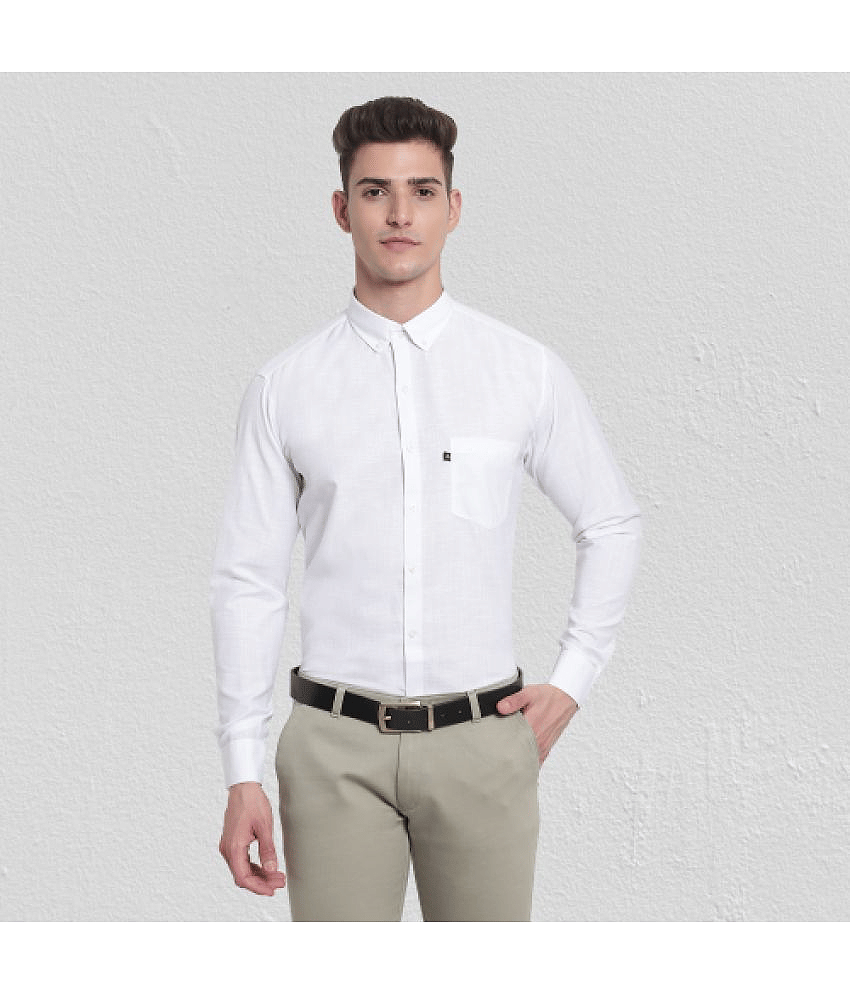 leeway - White Cotton Blend Slim Fit Men's Formal Shirt ( Pack of 1 )