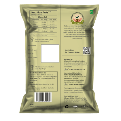 Sedya Unpolished Premium Chana Dal | Protein & Fiber Rich | 2kg