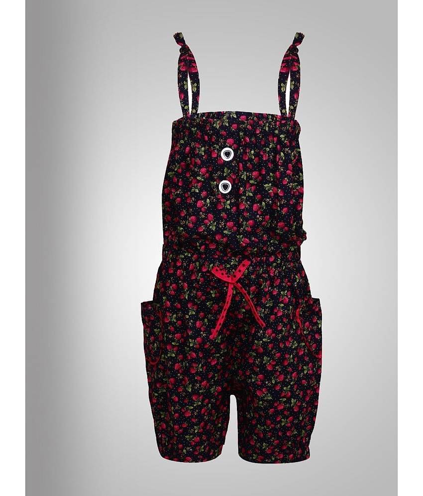 Cherry Tree Girls Cotton Blend Jumpsuit ( Pack of 1 , Black )