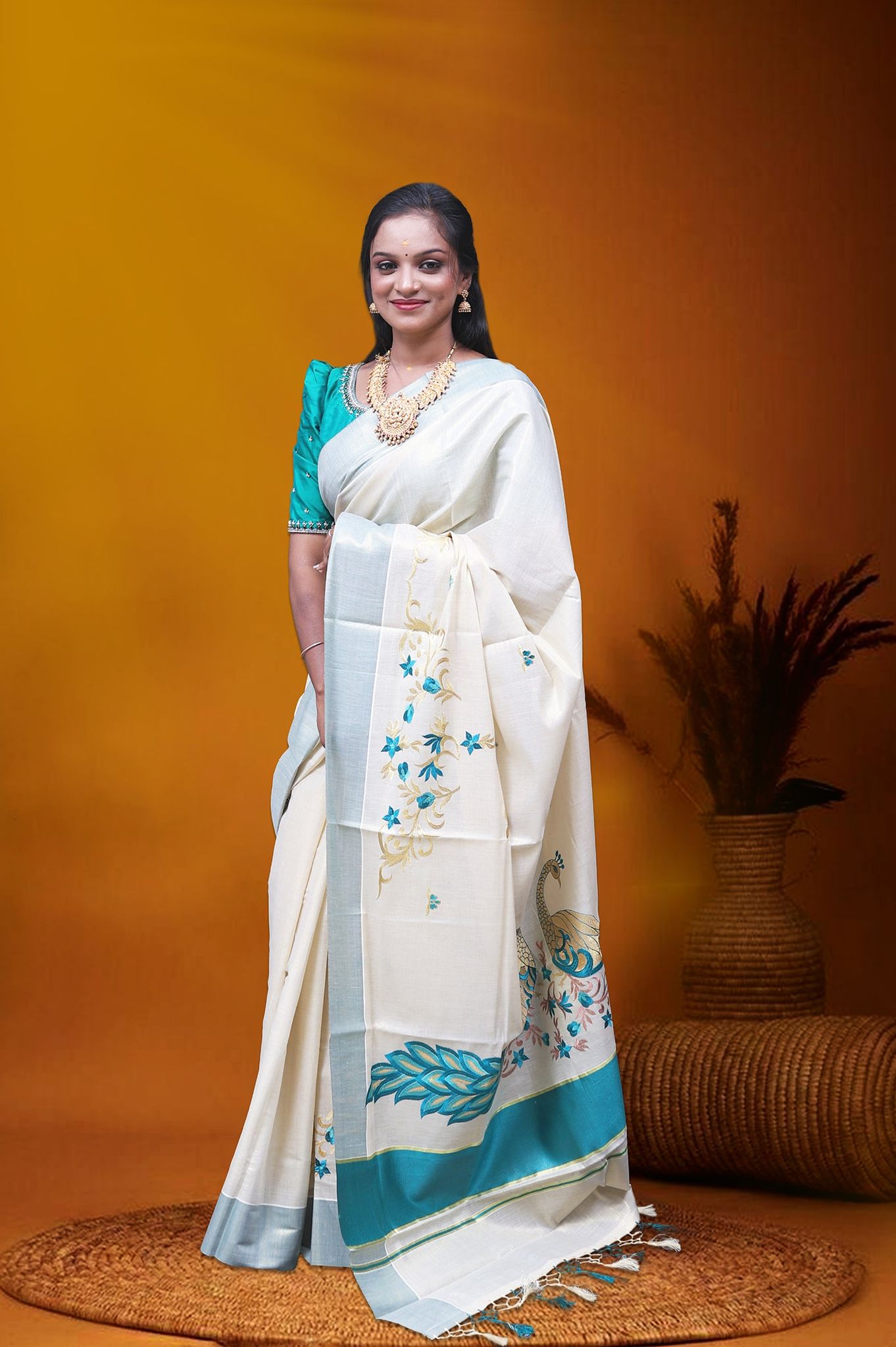 AR-T174 GOLD TISSUE SAREE 6.25 MTR