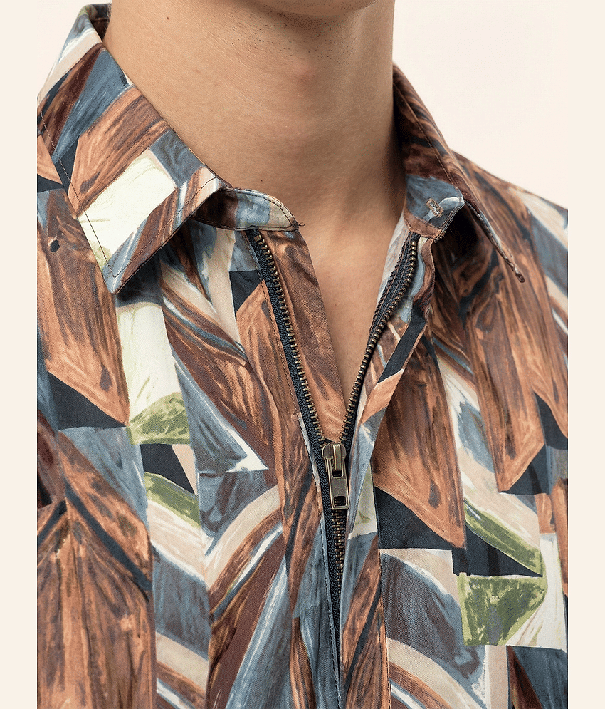 BULLMER Cotton Blend Regular Fit Printed Half Sleeves Men's Casual Shirt - Black ( Pack of 1 )